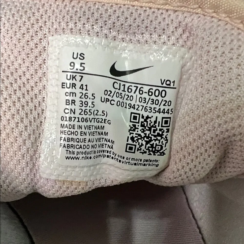 Nike Court Vintage Barely Rose and White Sneakers Women’s Size 9.5